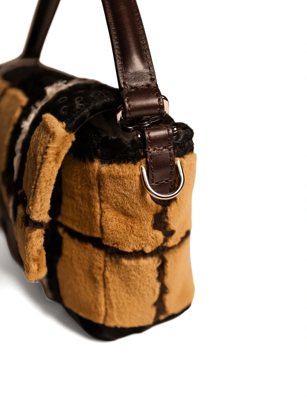 Fendi Fur Logo Baguette bag with black leather trim NWT